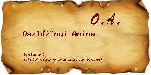Oszlányi Anina névjegykártya
